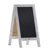 Flash Furniture Canterbury Magnetic Chalkboard Sign - Whitewashed Wood Frame - 40 x 20 - Freestanding Double Sided Magnetic Chal