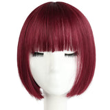 HSPCYGG Costume Short Wigs Burgundy Short Bob Wig with Bangs Daily 10 Straight Synthetic Halloween Cosplay Party Girls Hair Wigs