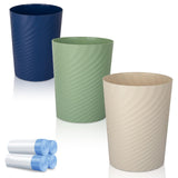 UUJOLY Bathroom Small Trash Can with Trash Bag Plastic Garbage Can Round Waste Basket for Bathrooms, Laundry Room, Kitchens, Off