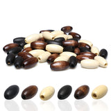 60 Oval Wooden Beads with 4mm Hole, Brown Wood Beads Varity Pack 13 x 25mm Mixed Colors Wooden Tube Spacer Beads for Macrame Cra