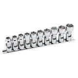 Powerbuilt Universal Socket Set, Metric 10 Piece 3/8 Inch Drive 6 Point, Swivel Head, 360 Degree Rotation, 10mm to 19mm, Storage