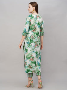 Gosriki Women'S Cotton Blend Printed Straight Kurta With Pant (Ps-Green-Nw-Gs_5Xl_Green_Xxxxx-Large),Green,5,B0C9QQR586