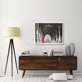 Woman In Traditional Sari Walking Towards Taj Mahal (Bw)-Paper Art-42,,X32,,