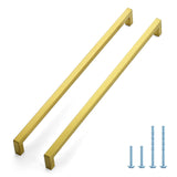 JOY DECOR 2 Pack Gold Cabinet Handles, 15 Inch Hole Center Cabinet Pulls - Square Stainless Steel Kitchen Knobs for Drawers, Dre
