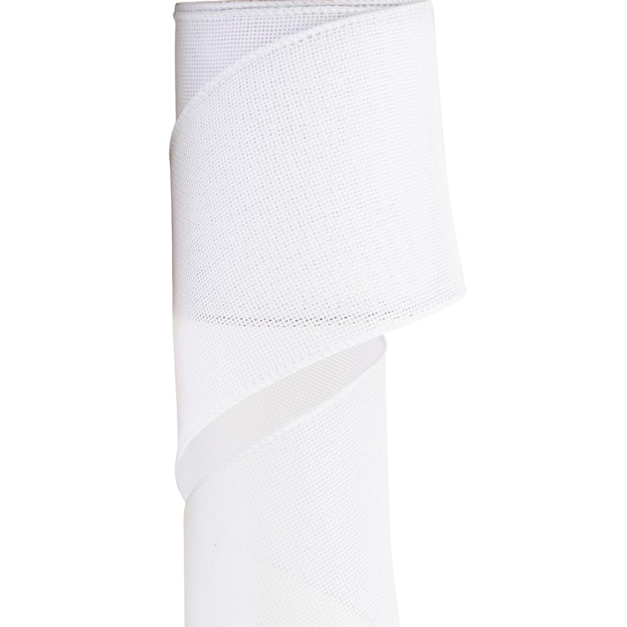 Burlap Wired Ribbon, 10 Yards, Natural Color, for Christmas Decor, Wreaths, Wedding, Gift Wrapping (White, 4 Inch x10 Yards)