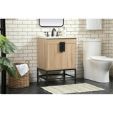 Elegant Decor Indoor Modern Under Sink Bathroom Fixtures Storage Organizer Cabinet 36 Inch Single Bathroom Vanity - Black With B