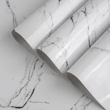 White Granite Wallpaper Peel Stick Glossy Thick Marble Contact Paper for Countertop 16x354 inch Waterproof Oil Proof Self Adhesi