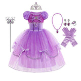 MYRISAM Girls Sofia Princess Halloween Costume Kids Fancy Party Cosplay Dress Up Birthday Christmas Dress w/Accessories Set 10-1