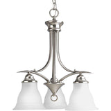Trinity Collection 3-Light Etched Glass Traditional Chandelier Light Brushed Nickel