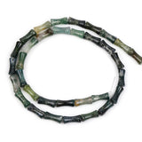 GEM-Inside 30Pcs 5x12mm Natural Green Moss Agate Stone Semi Gemstone Plant Bamboo Knot Bone Beads for Jewelry Making Power Energ