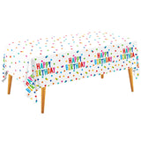 Happy Birthday Decorations: Birthday Party Supplies Set - Birthday Dots Design with Happy Birthday Tablecloth. Includes 3 Pack o