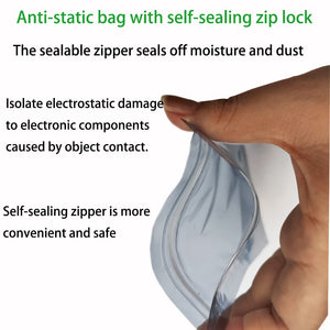 Mantianstar 100pcs Antistatic Bags 3.93x5.9in/10x15cm, Resealable ESD Bag, Suitable for CPU SSD Hard Disk and Various Electronic