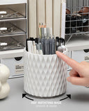 Lebenrich Rotating Pen Pencil Holder for Desk, 5 Slots Unique Grey Desk Pen Organizer Easthetic Desktop Supplies and Accessories