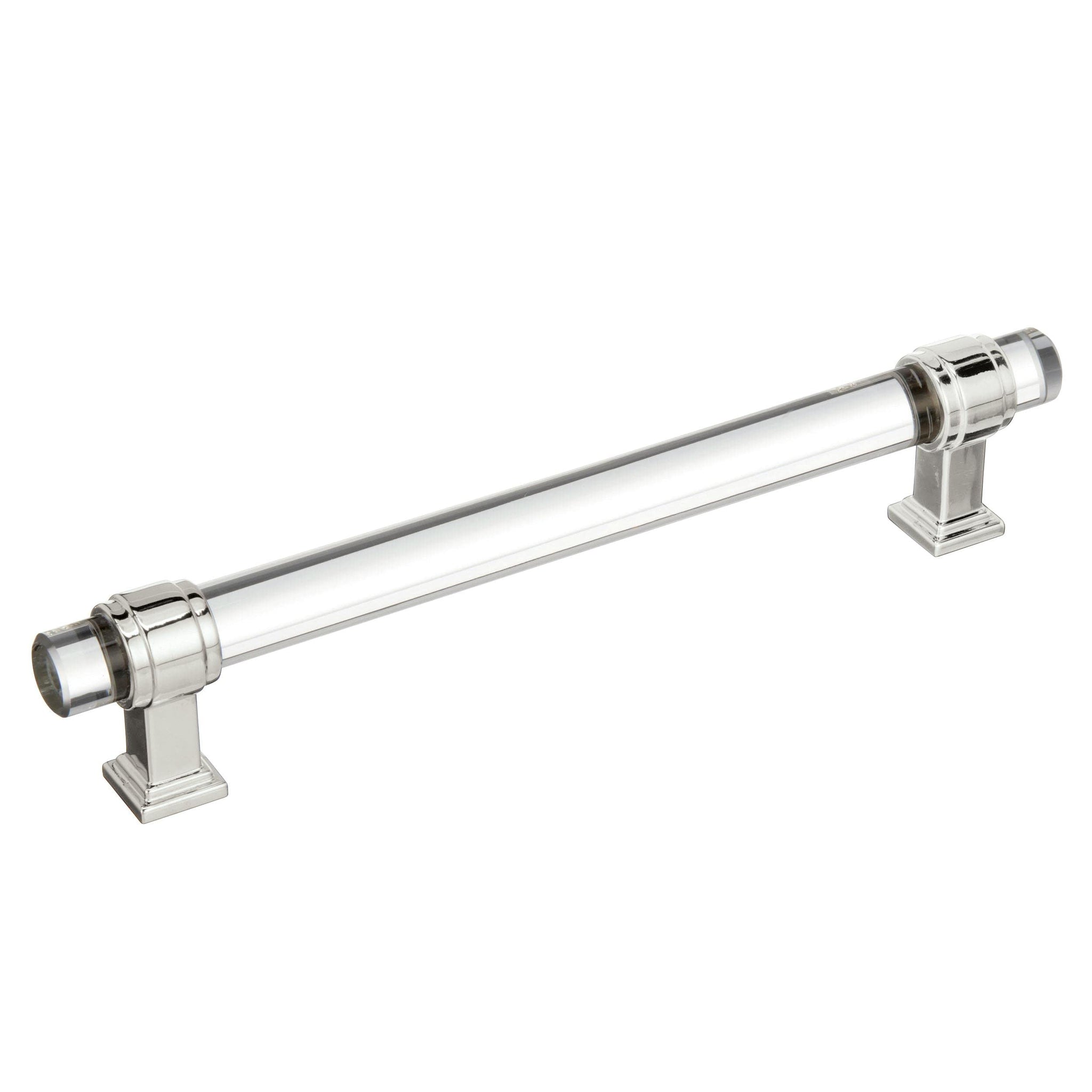 Amerock | Cabinet Pull | Clear/Polished Nickel | 6-5/16 Inch (160 Mm) Center To Center | Glacio | 1 Pack | Drawer Pull | Drawer