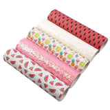 David Angie Summer Fruits Faux Leather Sheet Glitter Synthetic Leather Fabric Assorted 5 Pcs 7.7 x 12.9 (20 cm x 33 cm) for Hair