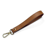Genuine Leather Wristlet Replacement For Clutch Wallet Bag Keys Keychain, Camel, XSmall
