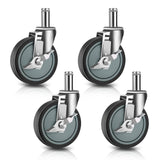 Besitu 5 inches Stem Casters for Wire Shelving Racks, Heavy Duty Wheels with Brake Set of 4 Swivel Casters Scaffolding Wheel Rep
