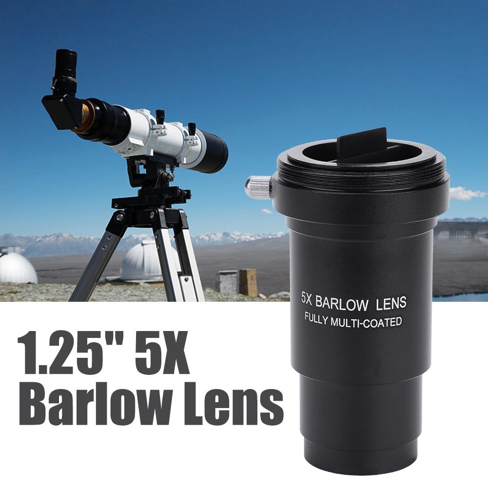 1.25 Inch Barlow Lens,5X Magnification Aluminum Alloy Multi-Coated Optical Barlow Lens with M42 x 0.75mm Thread,for 31.7mm Astro