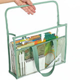 Transparent Document Organizer Bag With Handle, A4 Expandable File Folder With Flap & Cord Closure, Waterproof Pvc Clear Documen