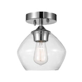 GLOBE Electric Harling 1-Light Semi-Flush Mount Ceiling Light, Matte Black, Clear Glass Shade, Diamond Knurl Texture on Socket, 