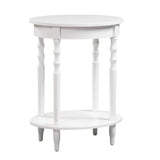 Convenience Concepts Accents Brandi Oval End 20.5 Classic Living Room Side Table with Storage Shelf, Bedroom Nightstand, White