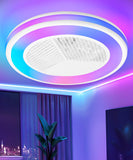 2-in-1 Low Profile Ceiling Fan with Light, 20Caged Safety Design for Kids - RGB Color, Smart APP/Remote Control, Quiet Flush