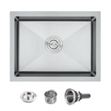 POPFLY 23 Inch Undermount Kitchen Sink, Single Bowl 18 Gauge 304 Stainless Steel Outdoor Sink, 23 18 In Bar Prep Small Undermou