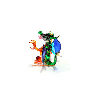 Handmade Mini 2 Blown Glass Dragon Figurines Figures Art,Collectible Dollhouse Gift Ideas,Miniature Fairy Tale Animals,Tiny Or