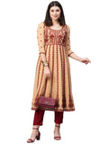 Gosriki Women'S Georgette Chikankari Embroidered Anarkali Kurti (Naav Beige-Gs_Xl_Beige_X-Large),Beige,,B0BVWD26FC