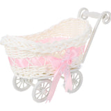 STOBOK Wicker Stroller Decoration Rattan Baby Carriage Baby Doll Stroller Woven Flower Basket Baby Shower Centerpiece Stroller f