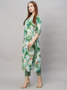 Gosriki Women'S Cotton Blend Printed Straight Kurta With Pant (Ps-Green-Nw-Gs_5Xl_Green_Xxxxx-Large),Green,5,B0C9QQR586