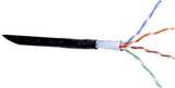 FiveStarCable 1000Ft Cat5e FTP 24AWG Outdoor Shielded Waterproof Direct Burial Rated 350MHz Bulk Ethernet Router LAN Cable Black