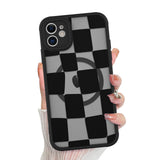 KANGHAR for iPhone 11 Case Checkered Matte Aesthetic Cute Pattern Magnetic [Compatible with Magsafe] Slim Shockproof Full Body P