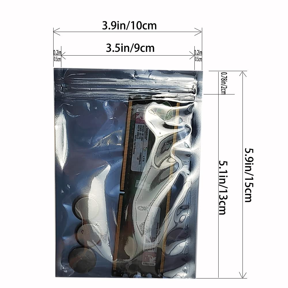 Mantianstar 100pcs Antistatic Bags 3.93x5.9in/10x15cm, Resealable ESD Bag, Suitable for CPU SSD Hard Disk and Various Electronic