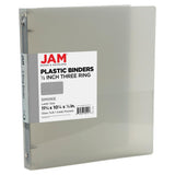 JAM PAPER Plastic 0.5 inch Binder - Smoke Grey 3 Ring Binder - Sold Individually