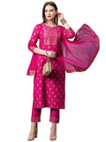Gosriki Women'S Cotton Straight Kurta With Pant & Dupatta (Kptd-Cot-10132-Pink_M-Gs_Pink_Medium),Pink,,B0BD249Y1V