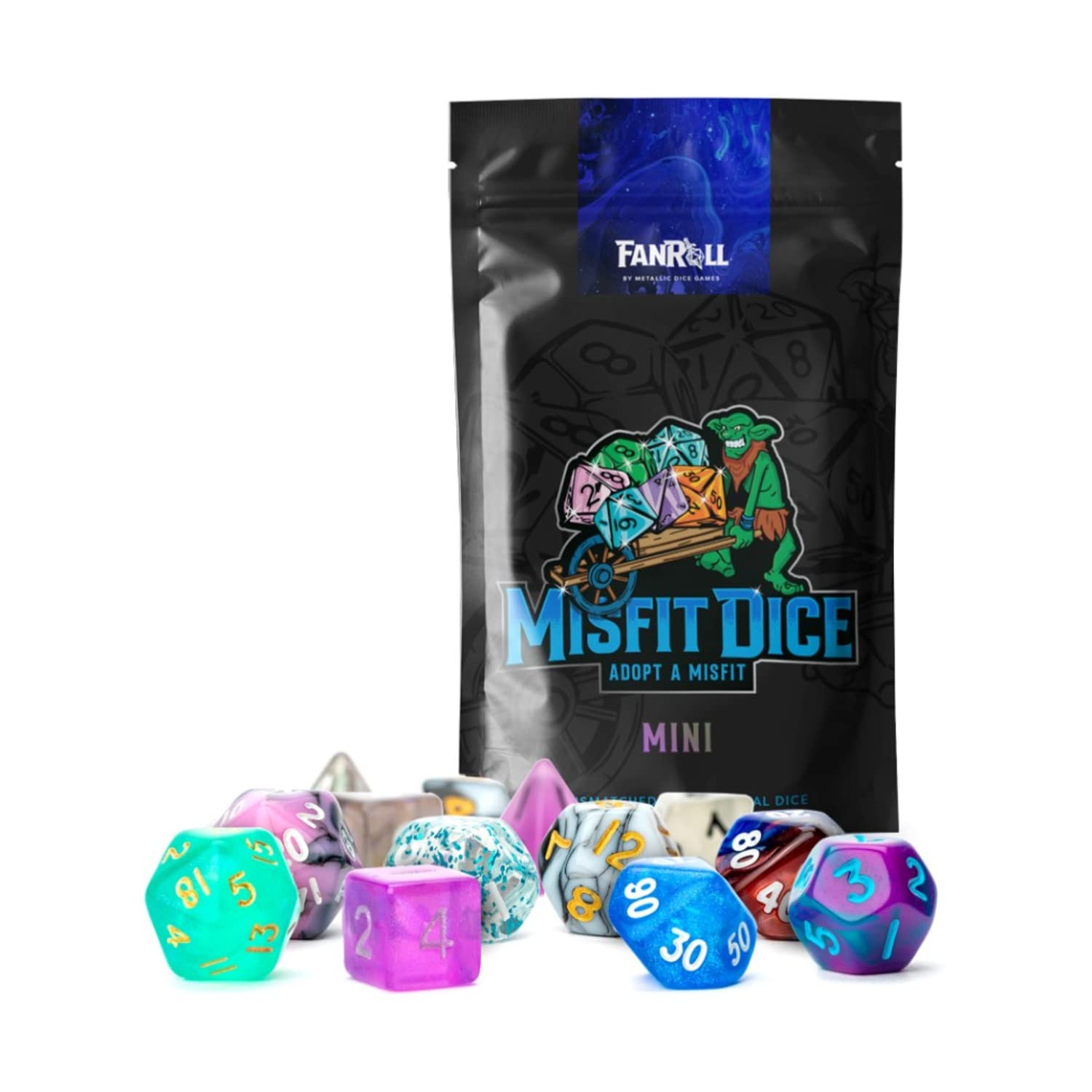 Fanroll By Metallic Dice Games Mystery Misfit Resin Polyhedral Dice Set, 7 Dice (Set Of 2, 14 Dice)