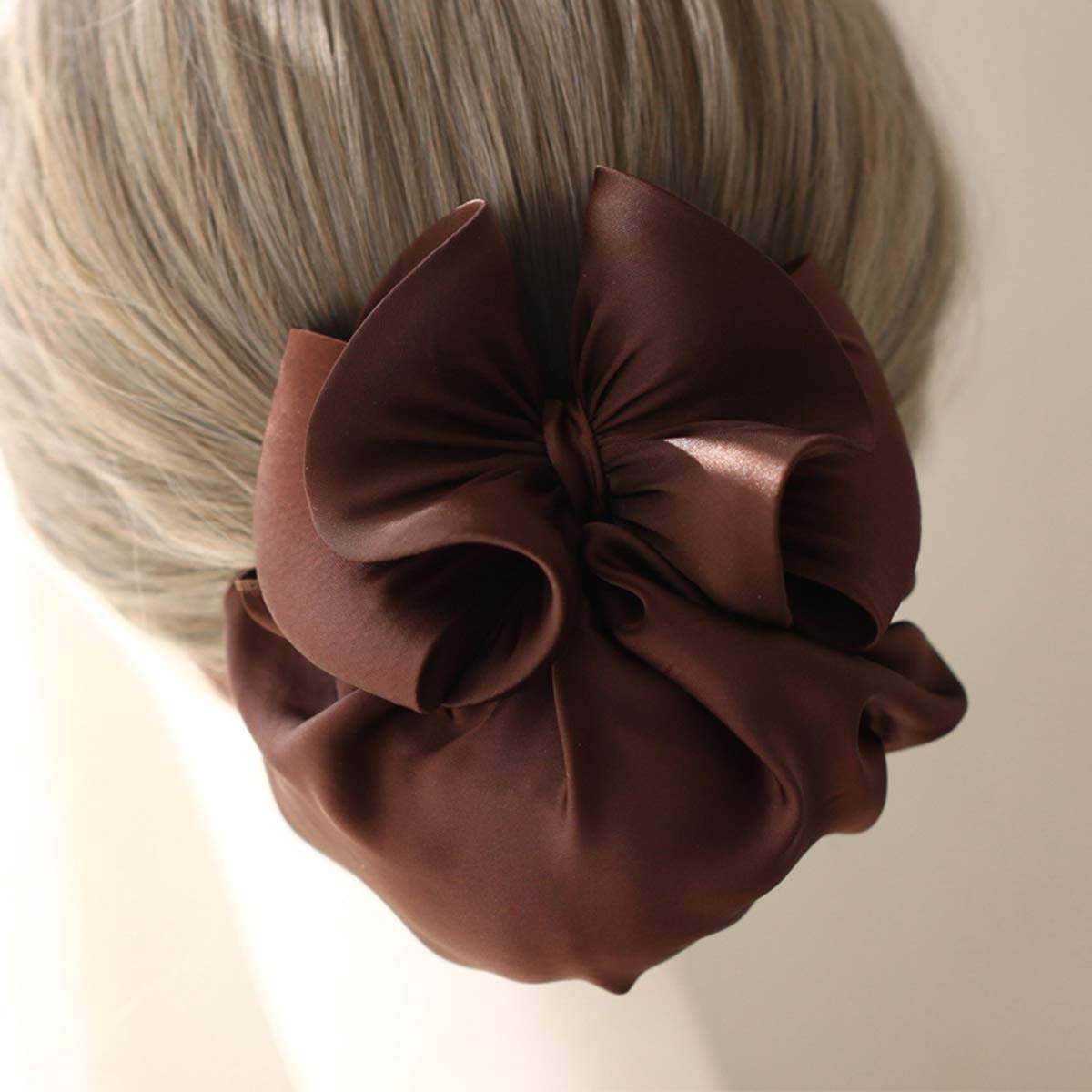 Women Hair Bun Cover Net Snood Hairnet Bowknot Decor Barrette Hair Clip 3D Bow Hair Accessories