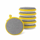 KESHAVAM NonScratch Steel Wire Dish Scrubber with Soft Sponge, DoubleSided Round Cleaning Pad for Utensils, Plates, Pots, Kitc