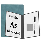 Portable Dry Erase Board,Reusable Whiteboard Notebook, DoubleSided White Board PU Cover 9.5inchx6.6inch with Marker,Wipe Cloth (Blue)