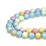 MJDCB Natural Stone Beads 6mm 60pcs Round Rainbow Stone Loose Gemstone Bead Charms for Jewelry Making Bracelet Necklace Earring 