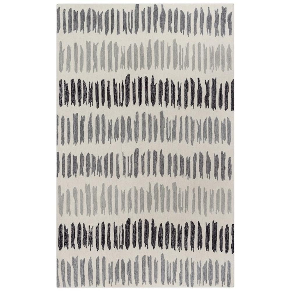 Alora Decor Rivera 7'9' X 9'9' Stripe Gray/Ivory/Charcoal Hand-Tufted Area Rug