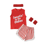 Kuriozud Baby Halloween Outfits Sleeveless Tank Tops with Shorts Headband Wristbands Set Toddler Workout Costume (Red, 6-12 Mont