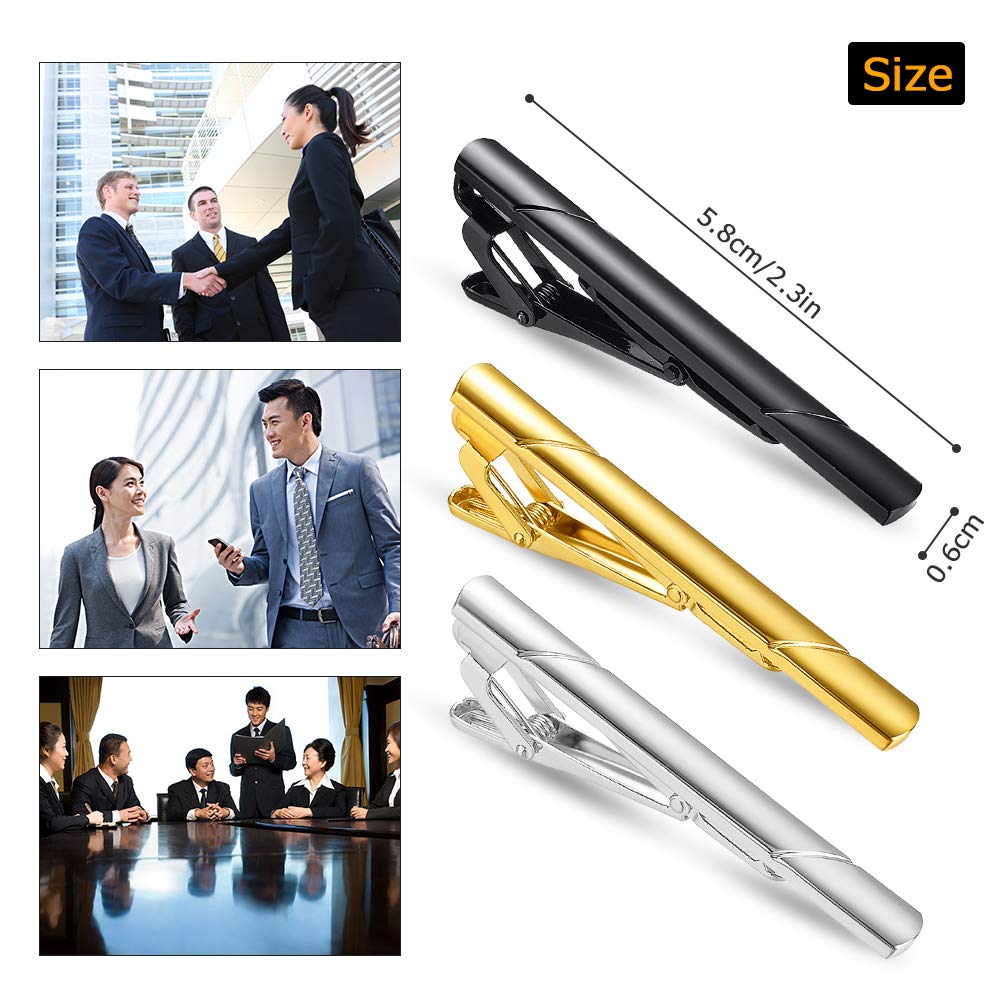 Roctee 4 Pack Tie Clip for Men, Regular Tie Pin Set Tie Bar Necktie Bar Pinch Clips for Business Wedding and Daily Life, Include