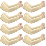 Janmercy 8 Pairs Elderly Skin Thin Protector Sleeves Bruise Abrasions Protective Arm Sleeve(Beige)