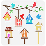 FINGERINSPIRE Bird House Stencil 11.8x11.8 inch Reusable DIY Farmhouse Home Decor Tree Branches Pattern Craft Stencil Bird Cage