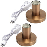 Tuanse 2 Pcs Polished Metal Desktop Lamp Base E26 E27 Screw Light Bulb Holder Sockets Night Light Base Lamp Replacement for Hold