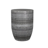 SIMPLIHOME Johnsen Metal Table - 15 inch Wide Solid Iron Drum Accent Table in Antique Silver with Tribal Pattern, Round Boho End