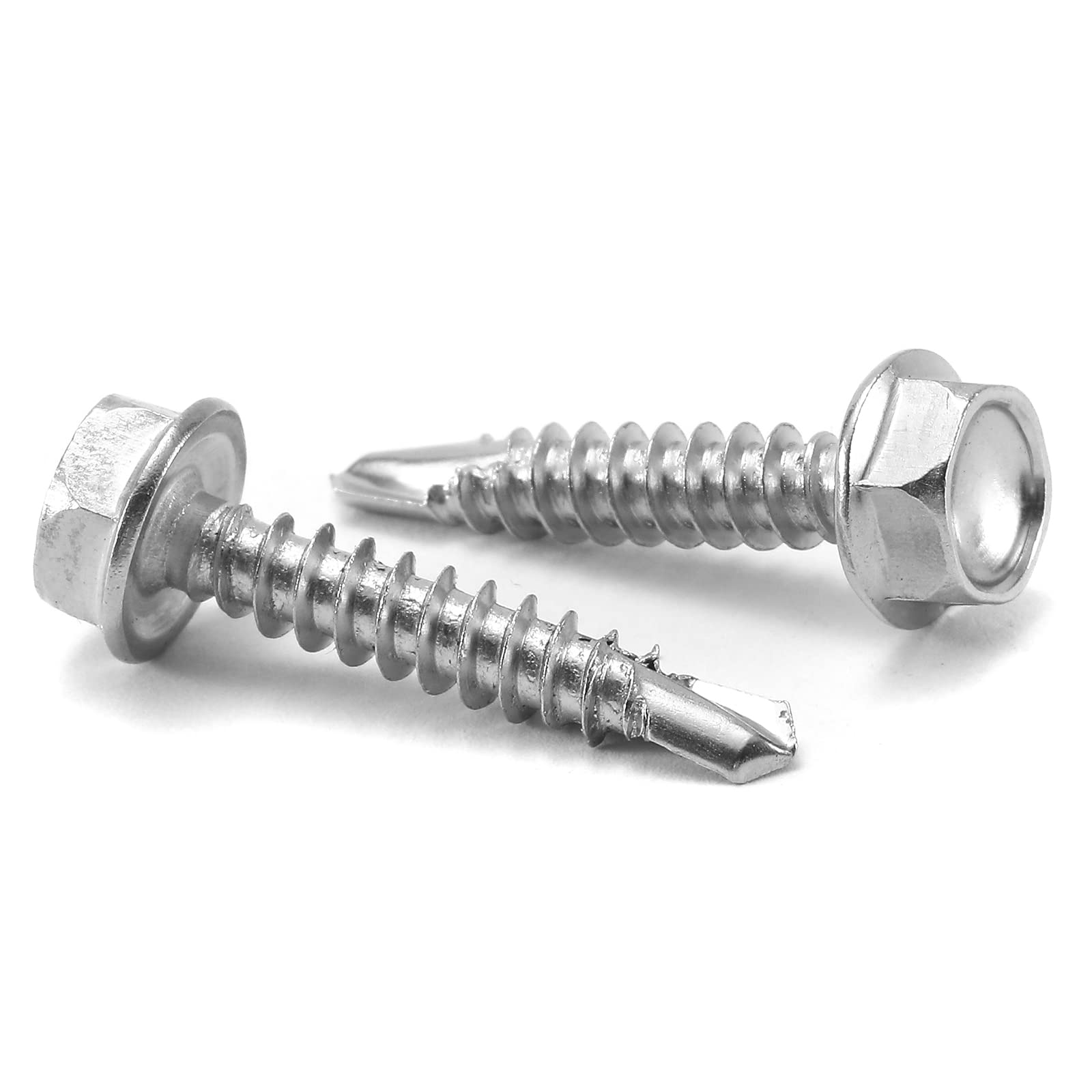 #12 x 1 Sheet Metal Screws 100PCS 410 Stainless Steel Hex Washer Head Fast Self Tapping Screws by SG TZH