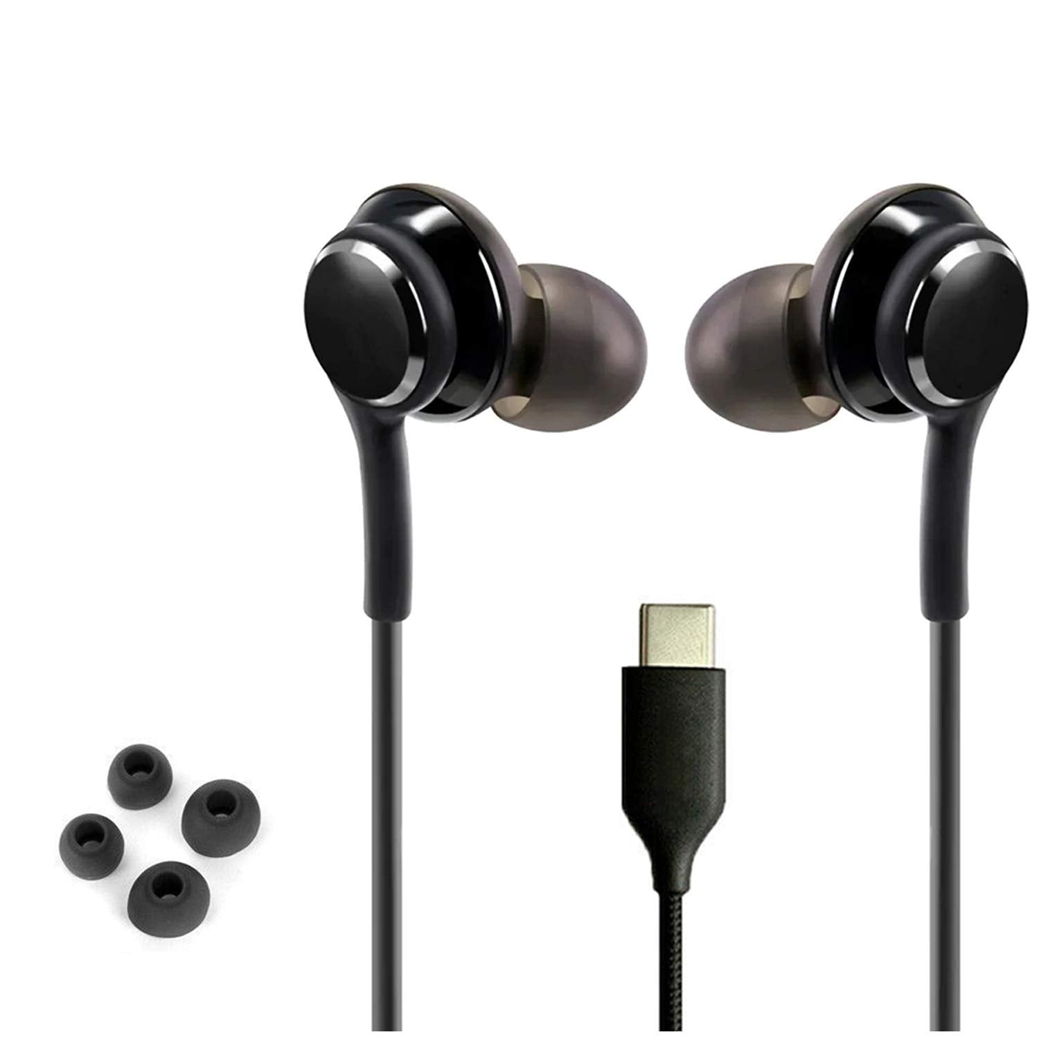 ElloGear Earbuds Stereo Headphones for Samsung Galaxy Note 10, Note 10+, Galaxy S10, S9 Plus, S10e - DJ Tuned - Braided Cable wi